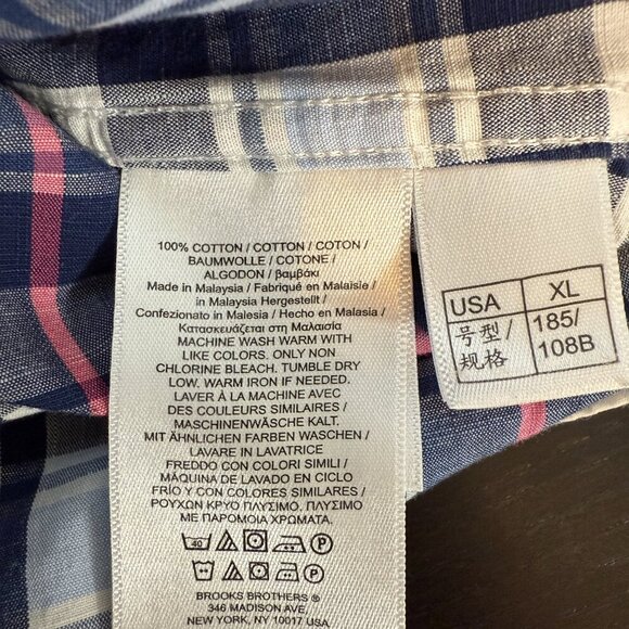 Brooks Brothers Plaid Regent Button Down Shirt Men's XL Blue White Preppy Casual - Picture 13 of 13